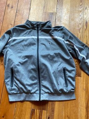 Men's Gray Performance Track Jacket with Reflective Stripe